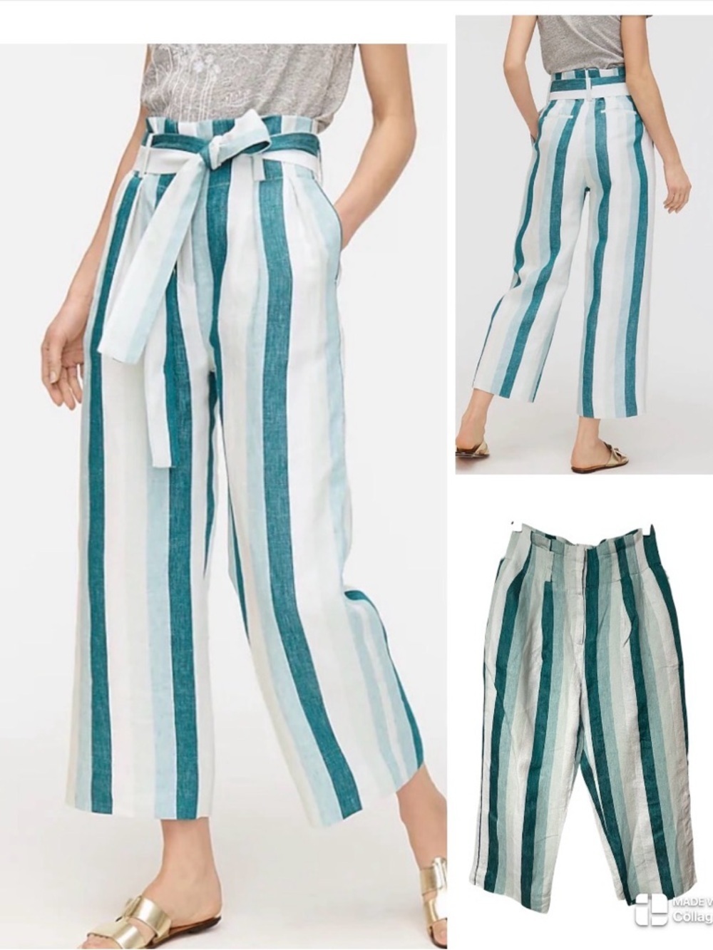 J. Crew linen cabana stripe crop pants